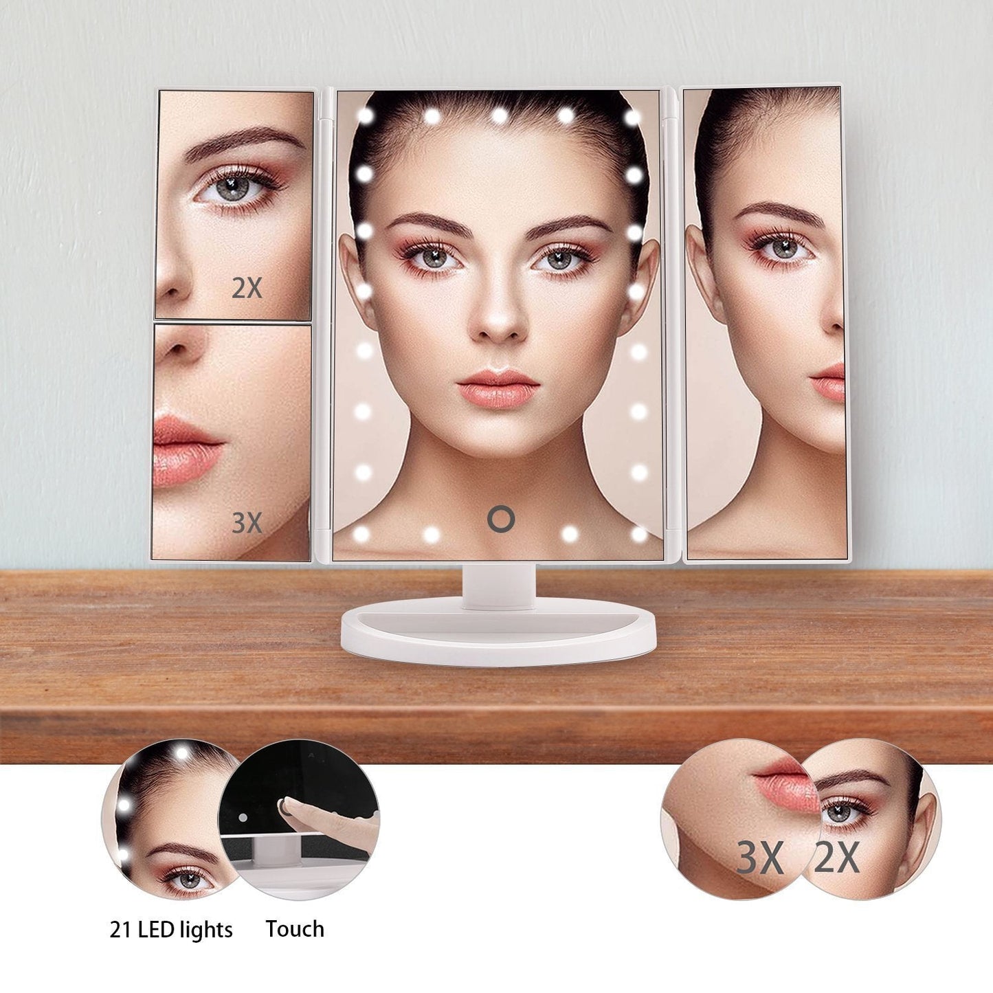 Kosmetinis LED veidrodis su apšvietimu
