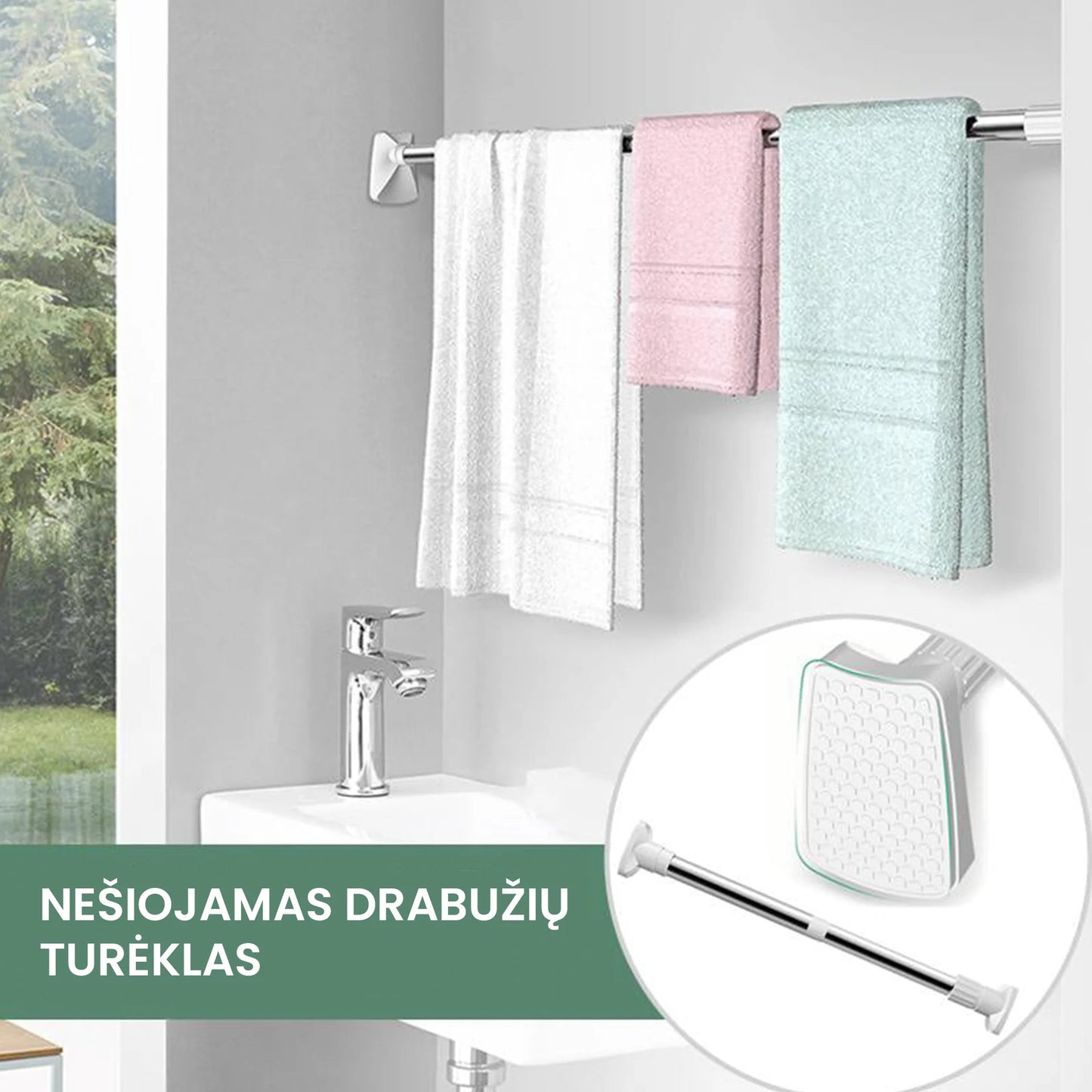 Nešiojamas drabužių turėklas