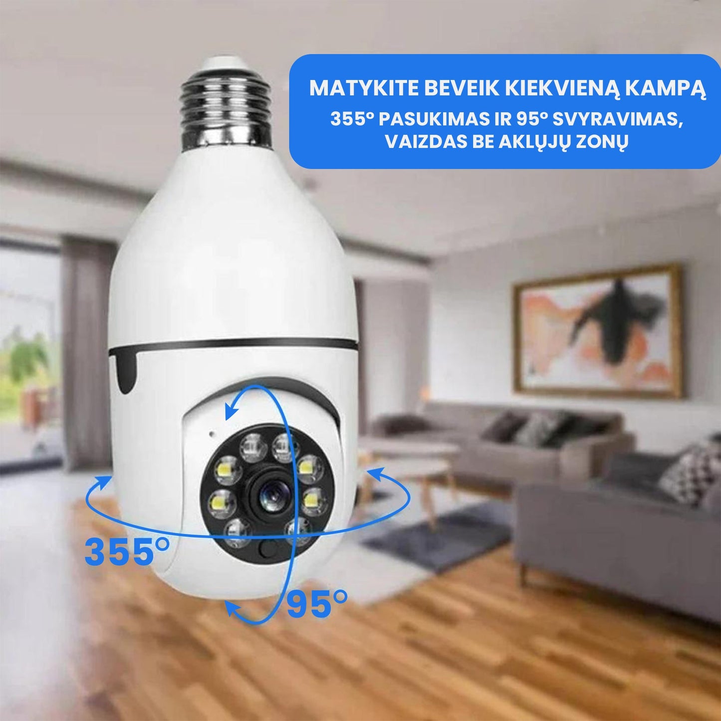 BrightEye™ - Belaidė WiFi vaizdo kamera-lempa