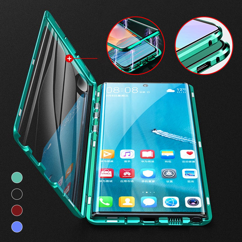 Grūdinto stiklo dvipusis telefono dėklas (Samsung modeliui)