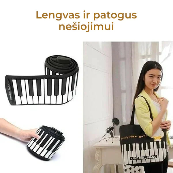 Juodas ir baltas pianino klavišų dizainas, lankstus, lengvas, patogus nešioti.