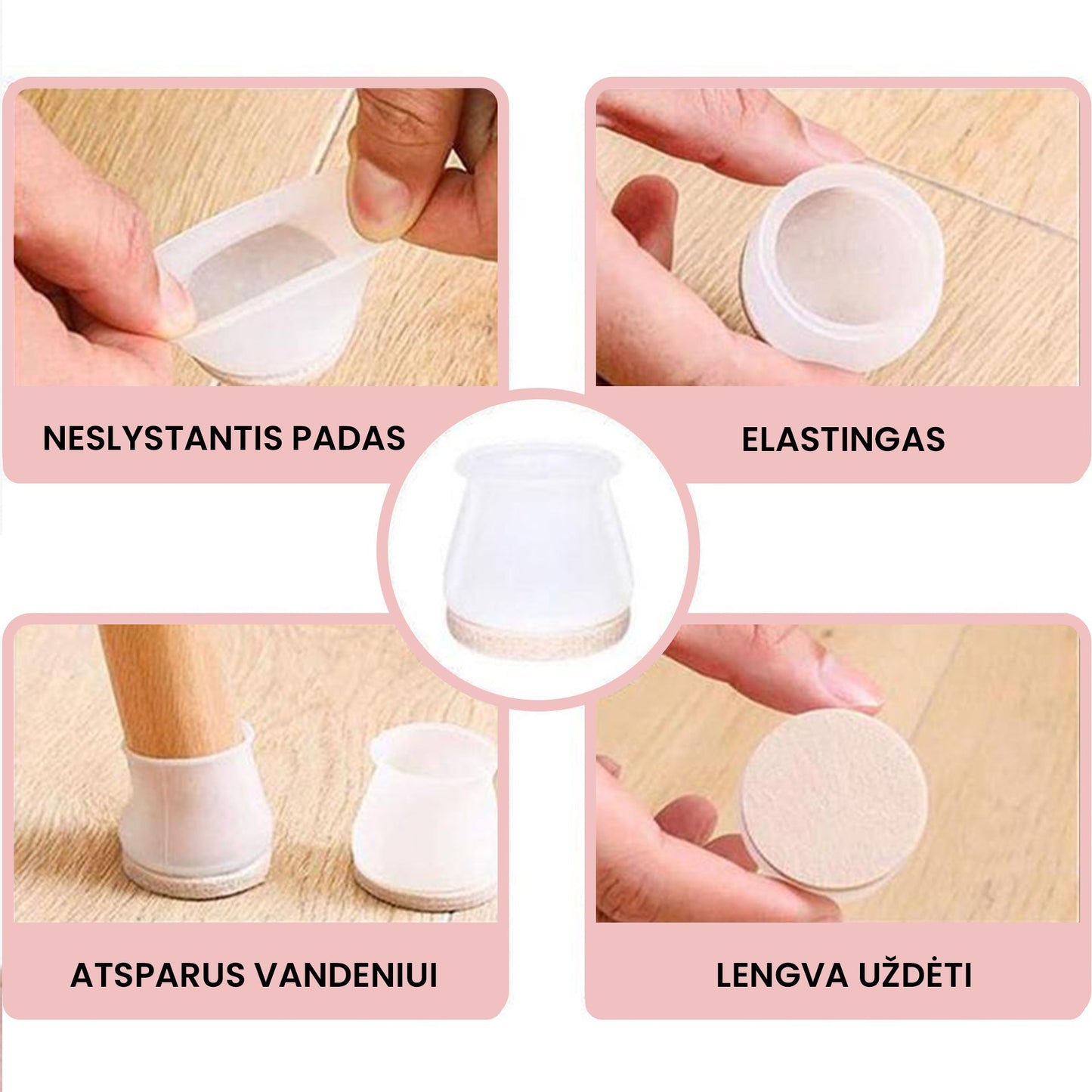 Silikoninės baldų kojelių apsaugos