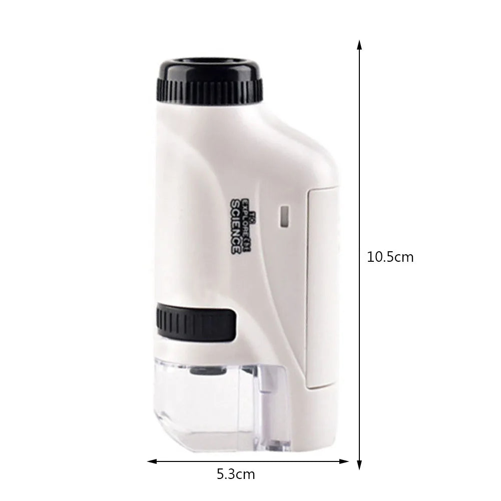 Mini mikroskopas 60-200X su LED apšvietimu