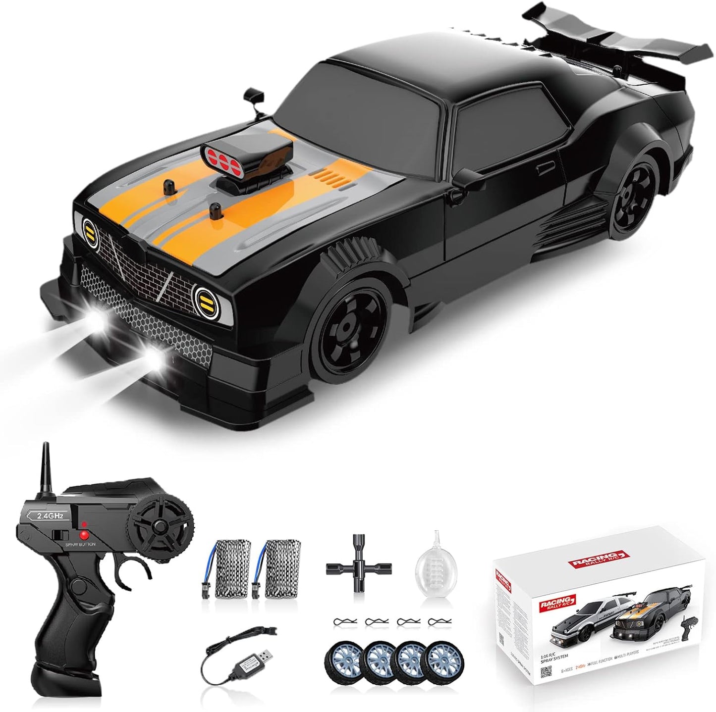 RC Drift Automobilis su LED Šviesomis ir Garų Efektu
