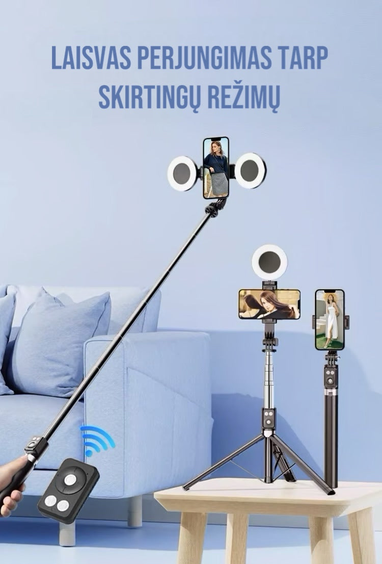 Asmenukių lazda su trikoju ir nuotoliniu valdymu