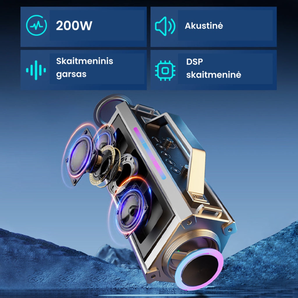 BITCED 200W Bluetooth kolonėlė su galingu garsu