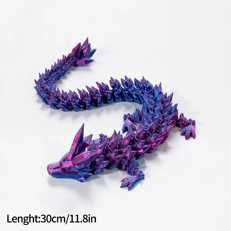 Mėlynas ir violetinis drakonas, kampuotas, blizgus paviršius, 30 cm ilgio.
