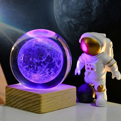 Dekoratyvinis 3D galaktikos šviestuvas - violetinis planetos rutulys, variantas 8