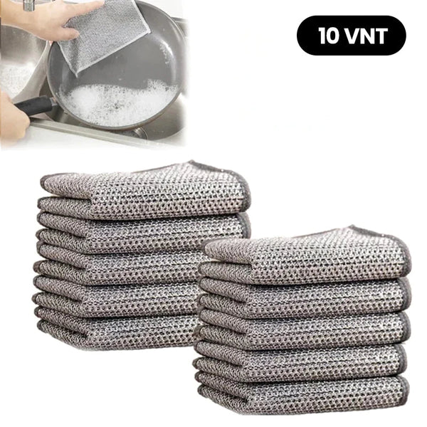 Dešimties metalinio tinklelio indų kempinėlių rinkinys