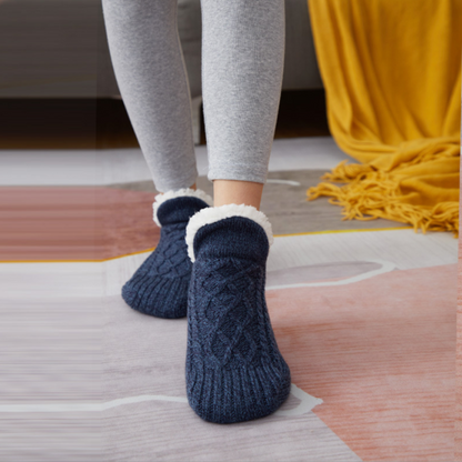 Minkštos šlepetės kojinės – Tamsiai mėlyna / 35-39 iš nugaros