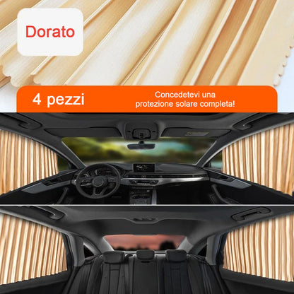 Keturių smėlio spalvos automobilio langų užuolaidų rinkinys