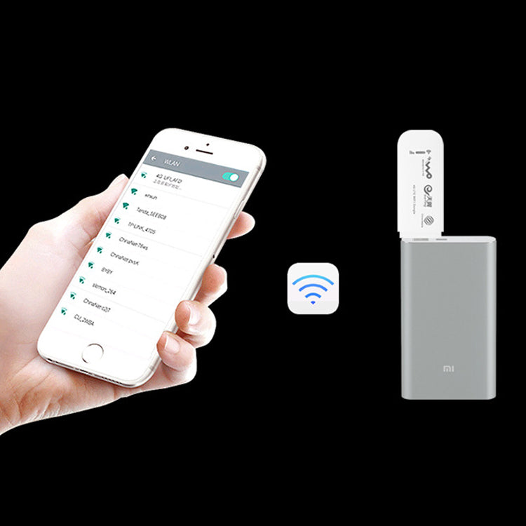 Išmanusis telefonas ir pilkas maršrutizatorius, belaidžio ryšio piktograma centre.