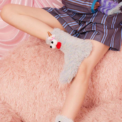 Šiltos 3D animacinių personažų kojinės – galimi variantai, Dryžuota violetinė (4 poros)