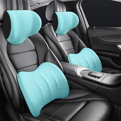 Ergonominės pagalvėlės nugarai ir kaklui - mėlynos pagalvėlės automobilyje