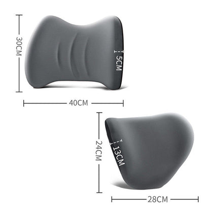 Ergonominės pagalvėlės nugarai ir kaklui - pilkos pagalvėlės ant juodos sėdynės, variantas 11
