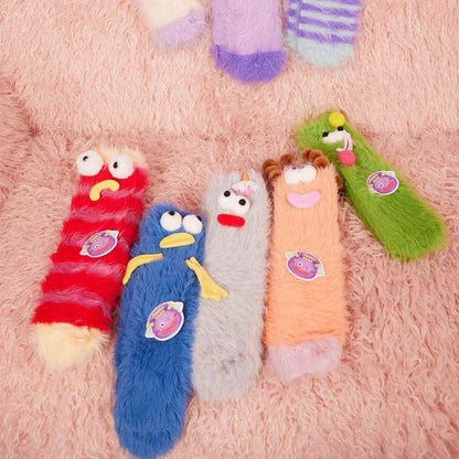 Šiltos 3D animacinių personažų kojinės – matmenų schema, Pilka (4 poros)