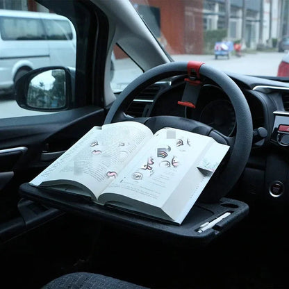 Automobilio padėklas - padėklas su knyga ant vairo