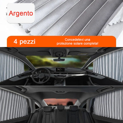 Keturių pilkų automobilio langų užuolaidų rinkinys