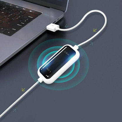 DATA LINK modulis prijungtas tarp dviejų USB laidų