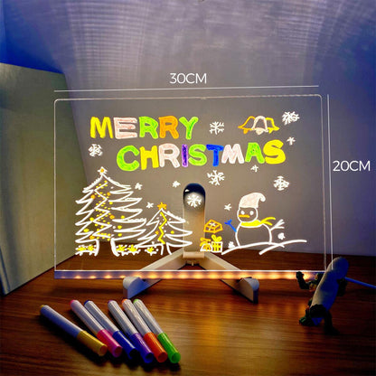 LED rašomoji švieslentė – medžiagos tekstūra, 20 cm x 20cm + 7 spalvoti rašikliai