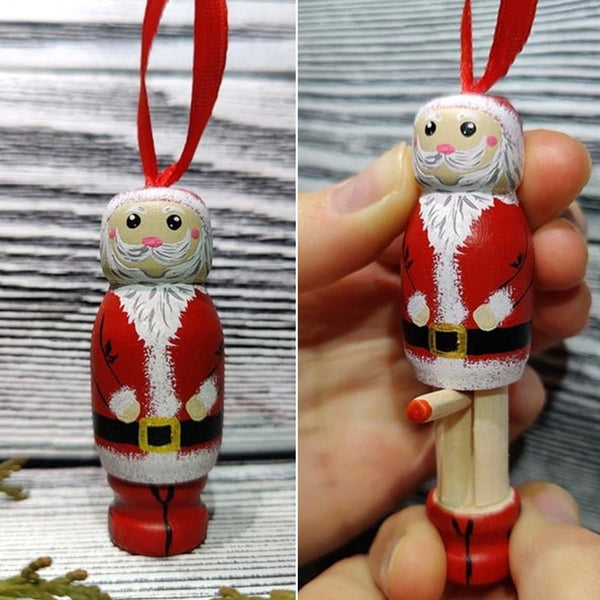 Medinis Kalėdų Senelio žaisliukas ištraukiama rankena