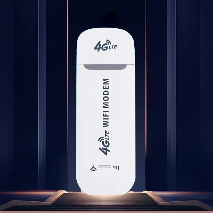 Balta, stačiakampė 4G LTE WiFi modemo tekstūruota plastikinė dėžutė.