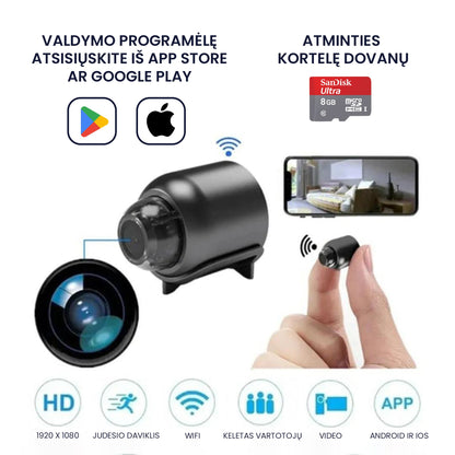 WifiCam™-  mini belaidė vaizdo stebėjimo kamera – galinė pusė