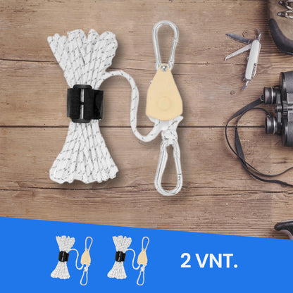 StrongLine™ vėjui atsparus lynas su skriemulio reguliavimu – galinė pusė