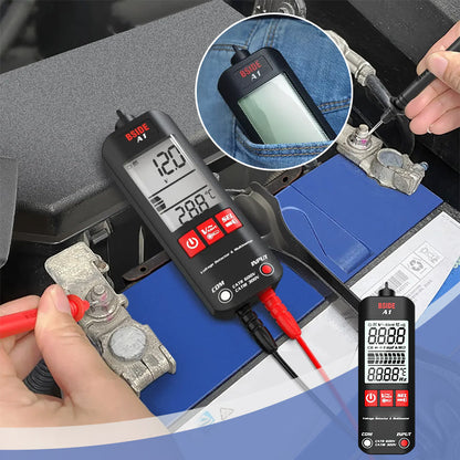 Skaitmeninis multimetras naudojamas elektronikos detalėms matuoti, šalia telefono ekranas.