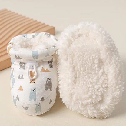 Šilti kūdikių batukai su kailiuku – tvirtinimo būdas, 11cm (0-6men.) variantas