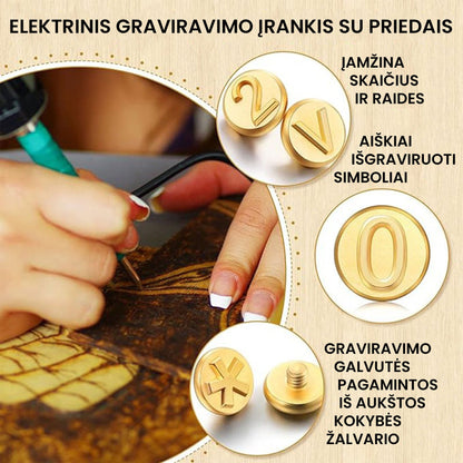 Elektrinis graviravimo įrankis su priedais - antgalių matmenų schema, variantas 12