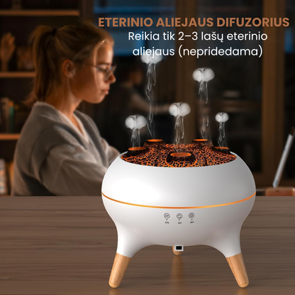 Aromaterapinis difuzorius „Medūza“ su garų efektu ant darbo stalo