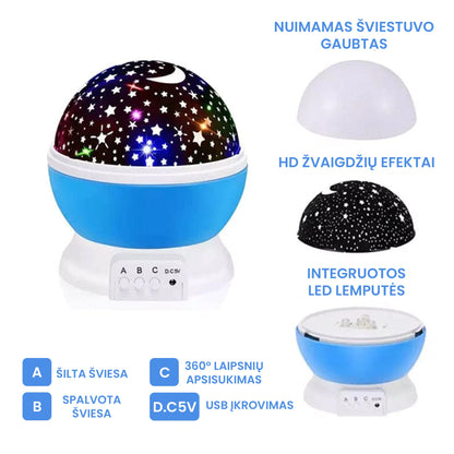 LED žvaigdžių projektorius – priekinė pusė, Rožinė