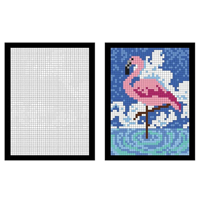 Tuščias ir nuspalvintas flamingo paveikslo palyginimas