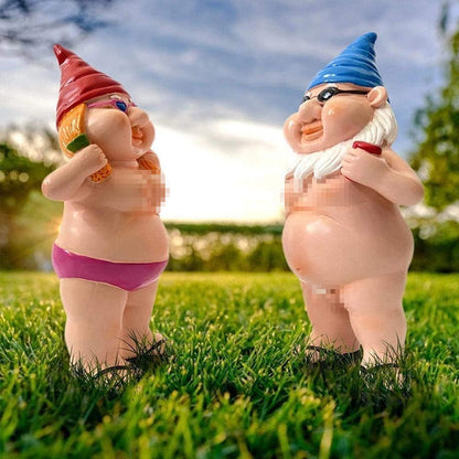 Du nykštukai vienas prieš kitą pievoje