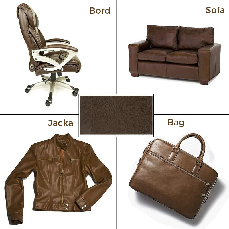 Ruda oda: biuro kėdė, sofa, striukė, rankinė, tekstūra centre.
