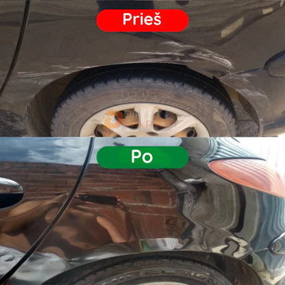 Tamsaus automobilio sparno įbrėžimai prieš ir po poliravimo