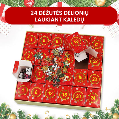 Advento kalendorius - dėlionė "Kalėdų senelio rojus" – priekinė pusė