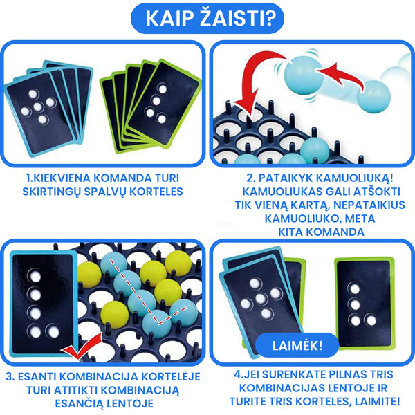 Stalo žaidimas - šokinėjantys kamuoliukai – bendras vaizdas