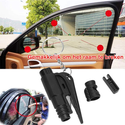 Automobilio avarinis raktų pakabukas parodytas stambiu planu