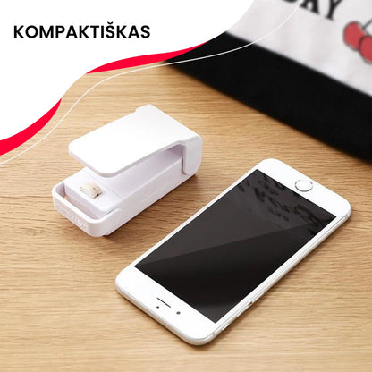 Maišelių užspaustuvas – sandariklis – šoninis vaizdas
