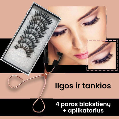 Viršutinė ir apatinė magnetinės blakstienos iš arti