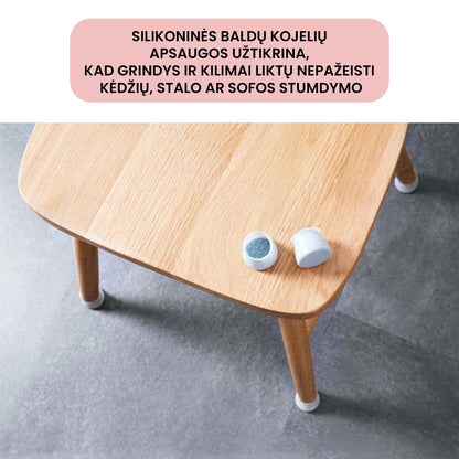 Silikoninės baldų kojelių apsaugos – detalė stambiu planu, Rausva
