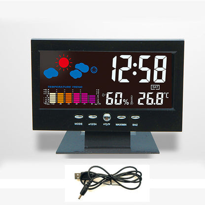 LED laikrodis su USB kabeliu baltame fone