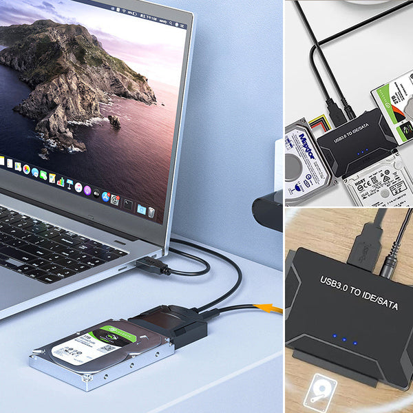 USB 3.0 į IDE ir SATA adapteris jungia standųjį diską prie nešiojamojo kompiuterio