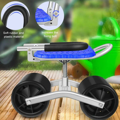 Sodo kėdutės minkštos sėdynės ir metalinio rėmo detalės