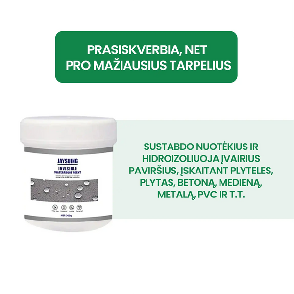 TranWix™ – vandeniui atspari sandarinimo priemonė – bendras vaizdas
