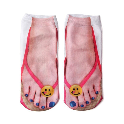 3D kojinės "Vasaros šlepetės" (6 poros) – galinė pusė, raudona (6 poros) variantas