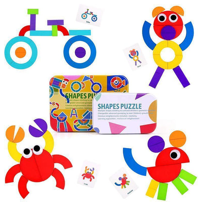 Lavinanti "Montessori" dėlionė – medinės spalvotos figūros