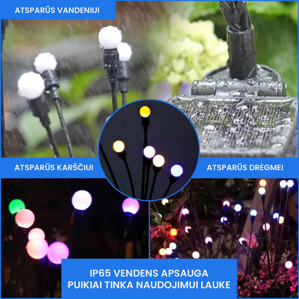 SparkleGlow™ saulės energija įkraunami LED lauko žibintai – bendras vaizdas